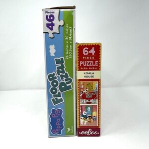 Lot of 2 Puzzles Peppa Pig Floor Puzzle + eeBoo Koala House 64‎ piece Puzzle